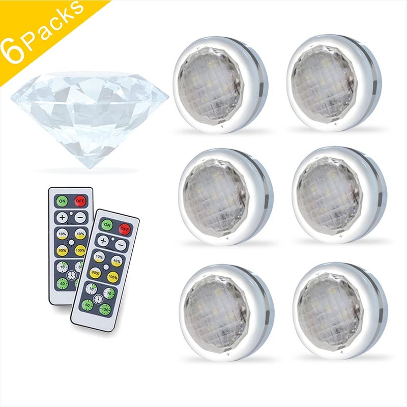 Starxing Puck Lights with Remote, Battery Operated Under Cabinet Lighting, Led Tap Light with Remote Control, Locker Light Closet Light, 4000K Natural White (6PK) - Image 5
